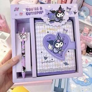 Kuromi PU Leather Magnetic Snap Journal With Pen Gift Box NEW